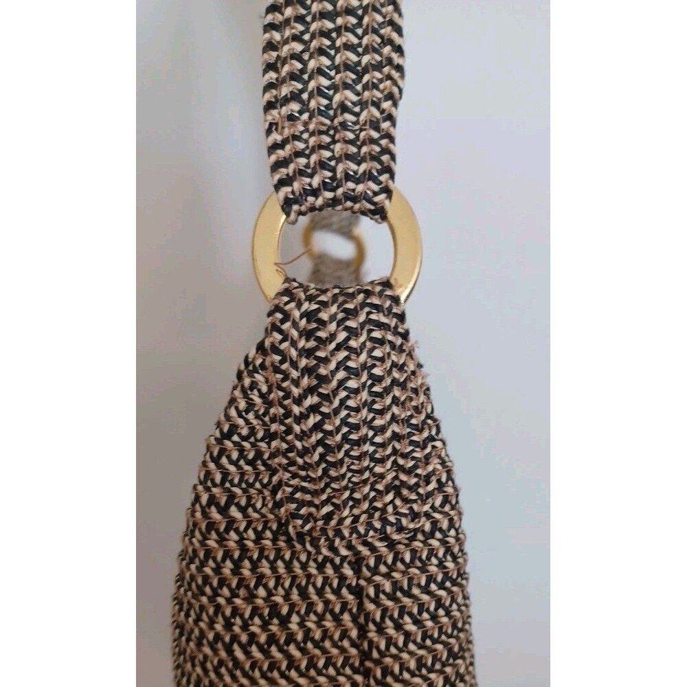BETMAR New York Purse Tan & Black Woven Knit Vintage Tweed Handbag Shoulder Bag - Picture 5 of 13